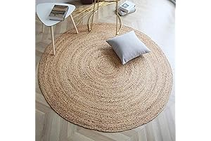 FRELISH DECOR Handwoven Jute Area Rug - 10 Feet Round - Natural...