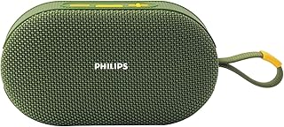 PHILIPS TAS1400GY Wireless Bluetooth Speaker with Deep Bass, Passive Radiator, 12W Sound Output, 1200mAh Rechargable Battery, RGB Light Modes, 10H Playtime, Supports TF/USB (Willow Bough)