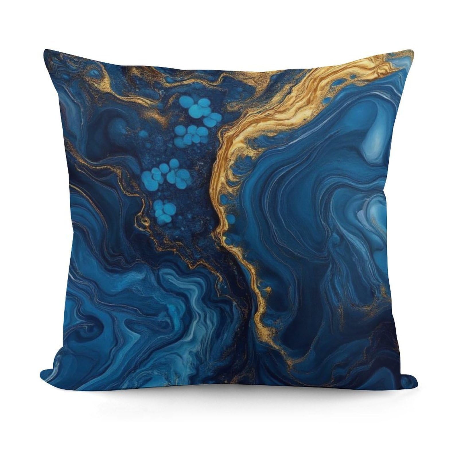 Smazdfxx Picture(468) Soft Cozy Luxury Marble Texture Gold And Blue Pillowcase Luxury Decorative Pillows Square Shaggy Cushion Covers For Sofa, Living Room