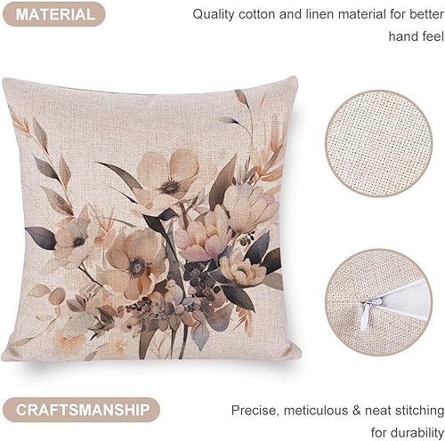 Miniatura 4 de Almohadas decorativas de acuarela y flores, funda de cojín decorativa moderna de 16 x 16 pulgadas, funda de almohada cuadrada decorativa de