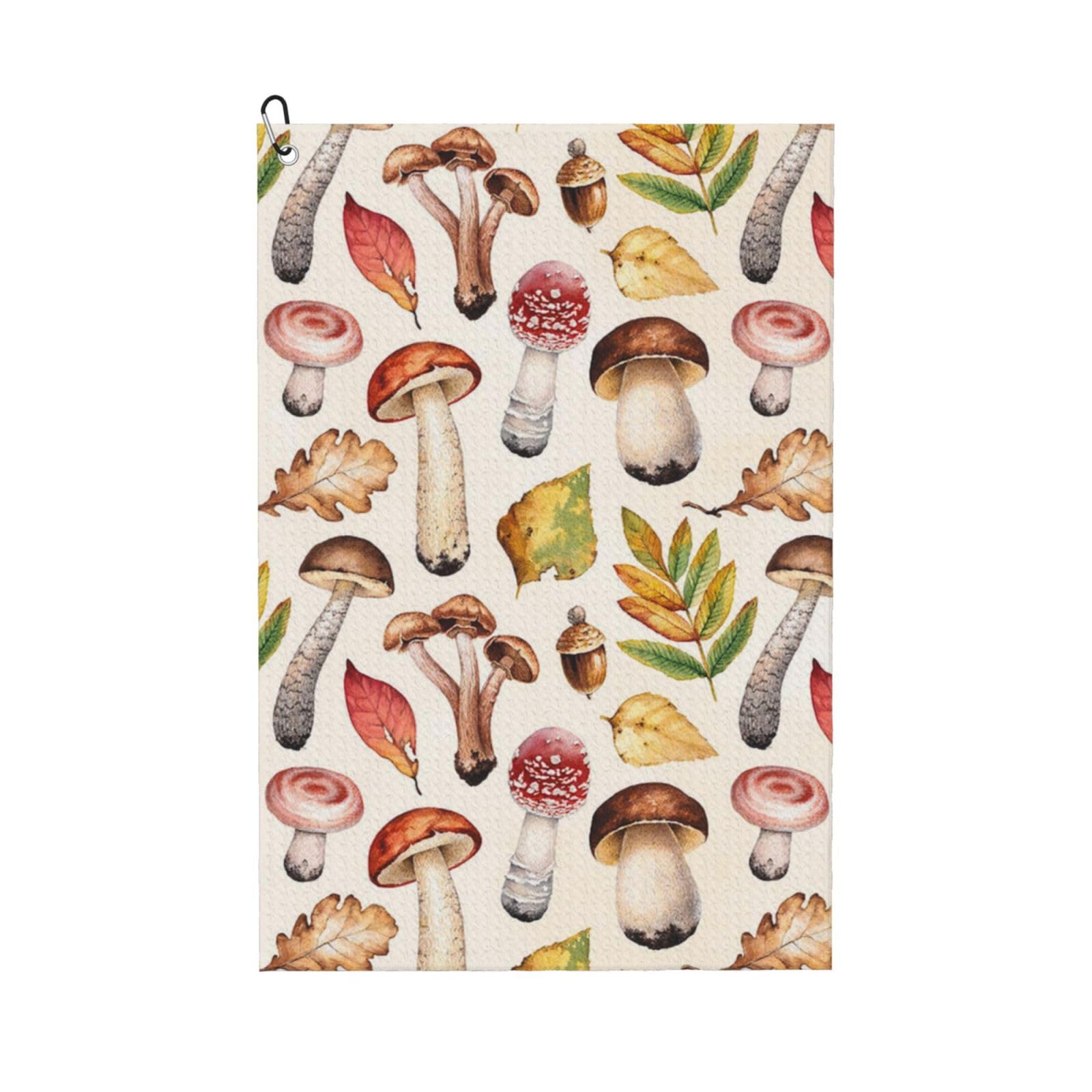 Hnnkloy Watercolor Mushrooms Printed, 16x24 in Portable Waffle Golf Towels with Carabiner Clip for Golf Bag
