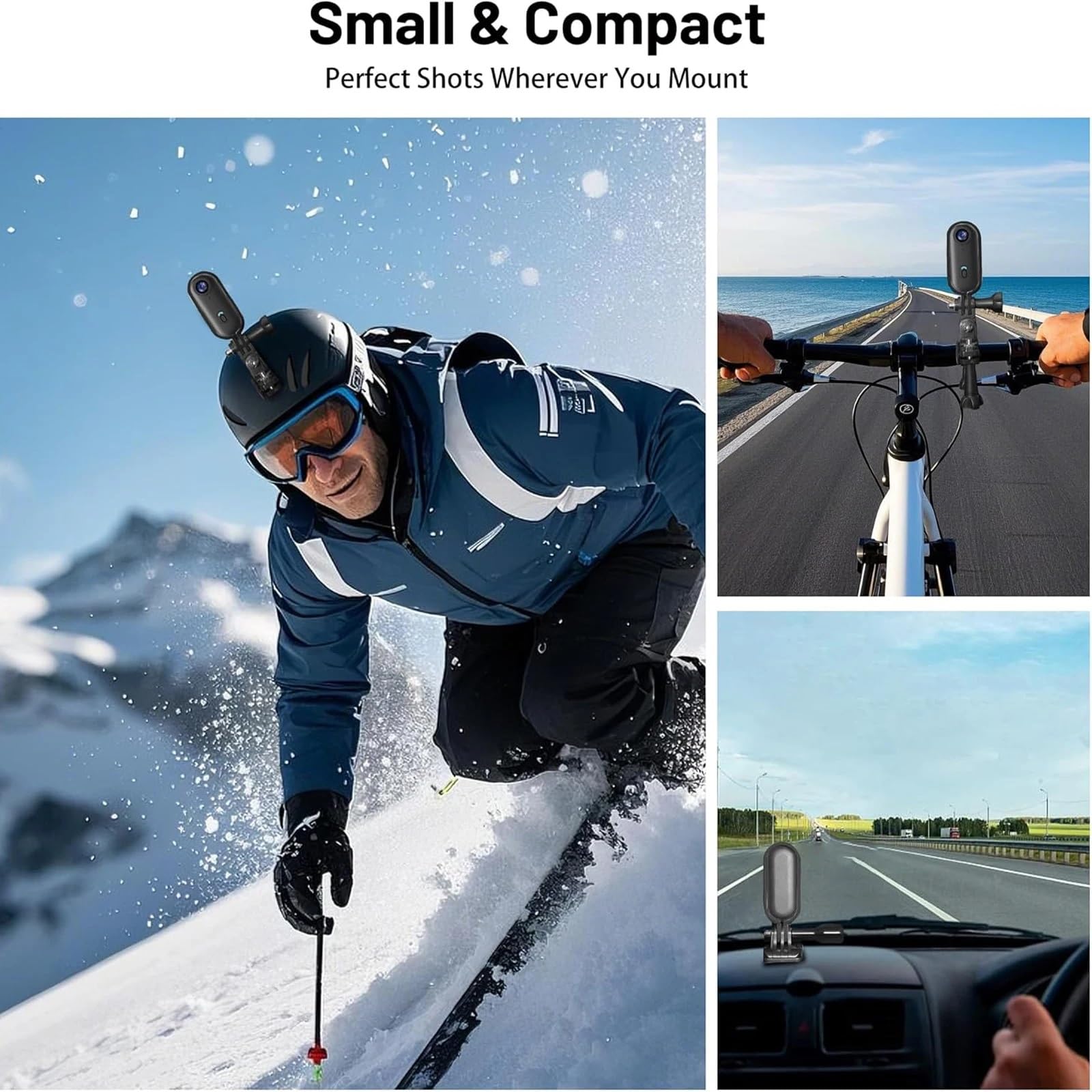 Mini Cámara Deportiva 1080P WiFi con Clip y Imán, Mini Deportes Cámara Impermeable para Bicicleta Moto con Gran Angular de 120°,Visualización en Tiempo Real, Larga Duración para Aire Libre, Negro