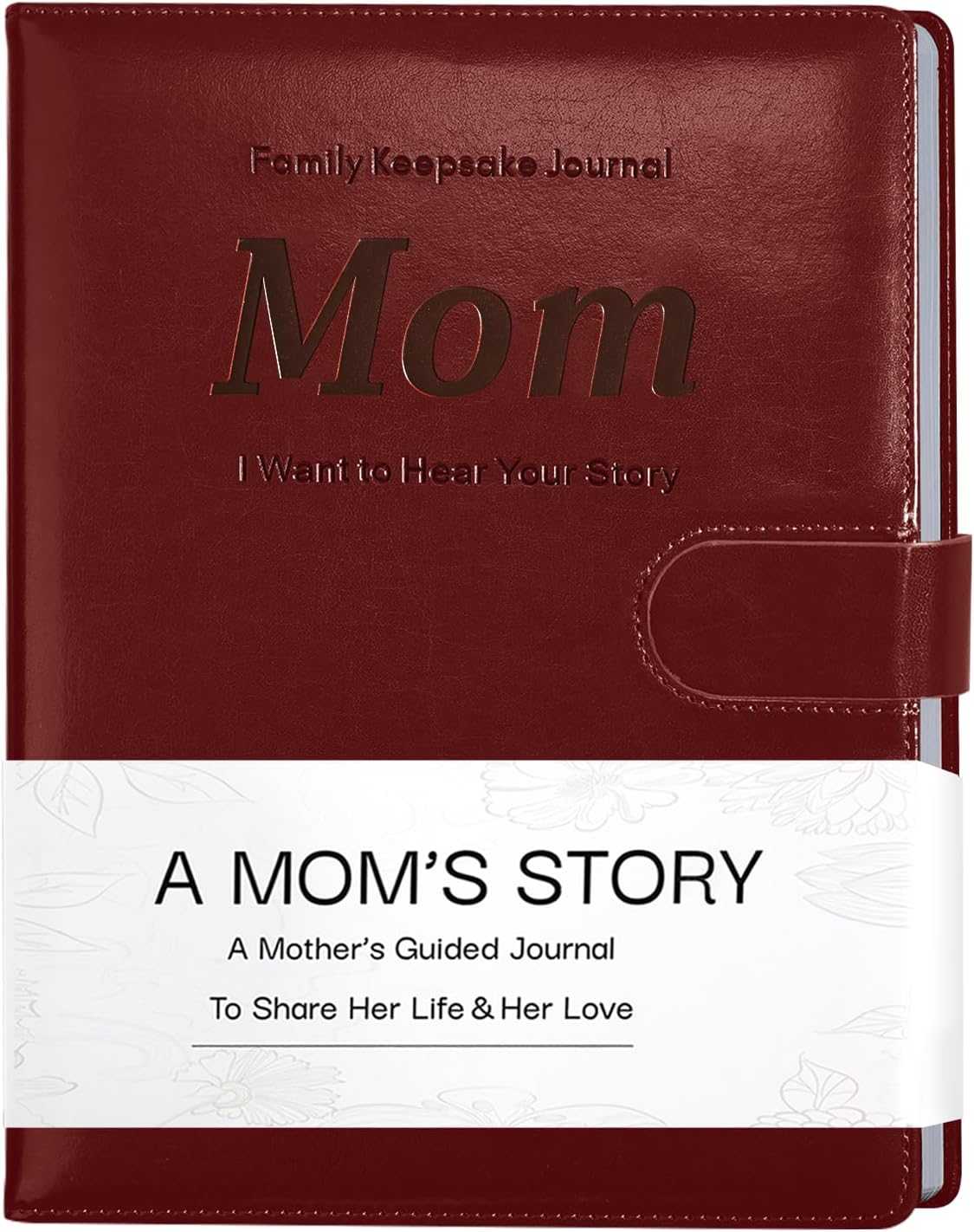 Artmag Mom's Life Story Journal with 250+ Prompt Questions, Family Keepsake Book Leather Cover for Mom to Share Her Memories for Birthday Mother's Day Christmas (Red)