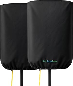 Professional Grade 600D Protective Cover for Stand Mounted 15" PA/DJ Powered Speaker - Black - Includes a 420D Storage Bag and reinforced yellow Paracord 700 draw cord