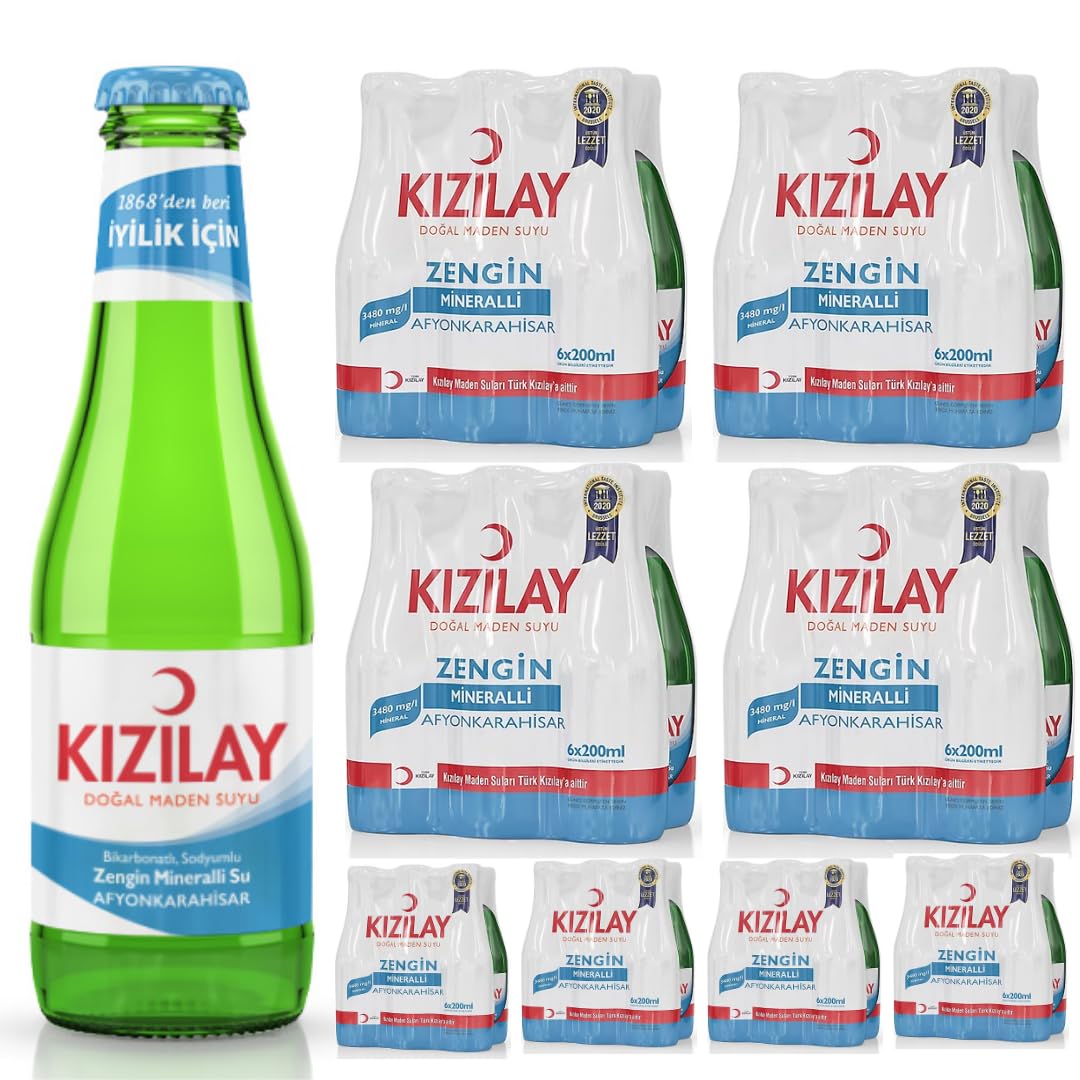 KIZILAY Natürliches Mineralwasser, reichhaltiges Mineralwasser mit Bikarbonat und Natrium 200 Milliliter x 48 Flaschen mit pufai grocery