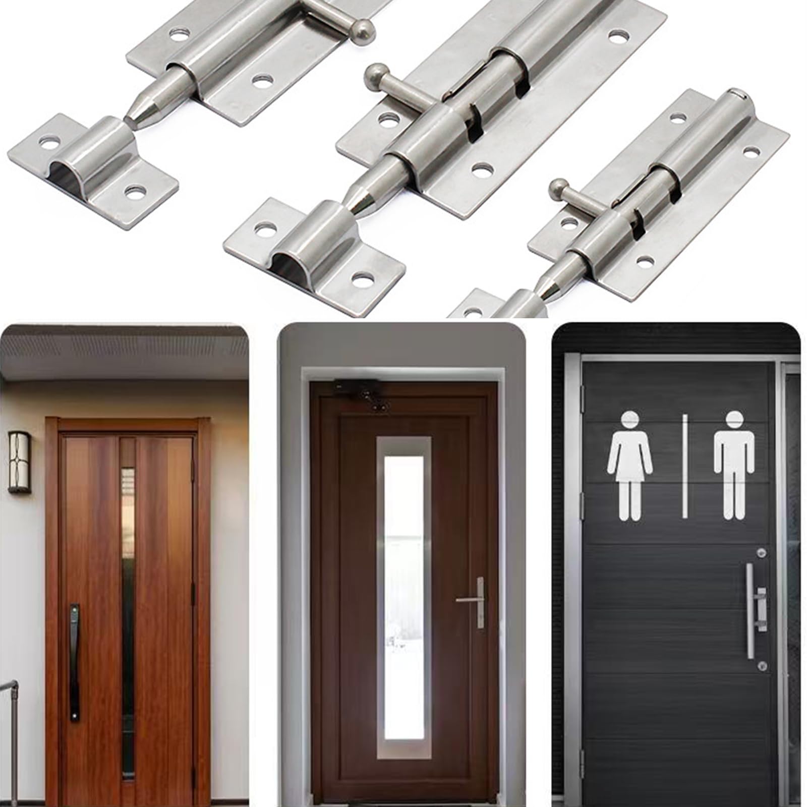Door Bolt Lock 125mm Stainless Steel Door Latch Barrel Sliding Lock for Bathroom Bedroom - Image 3