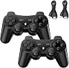 Controller for PS3 Pack of 2 Wireless Controller with Dual Shock Bluetooth Rechargable Remote Gamepad Joystick with 2 Charging Cables