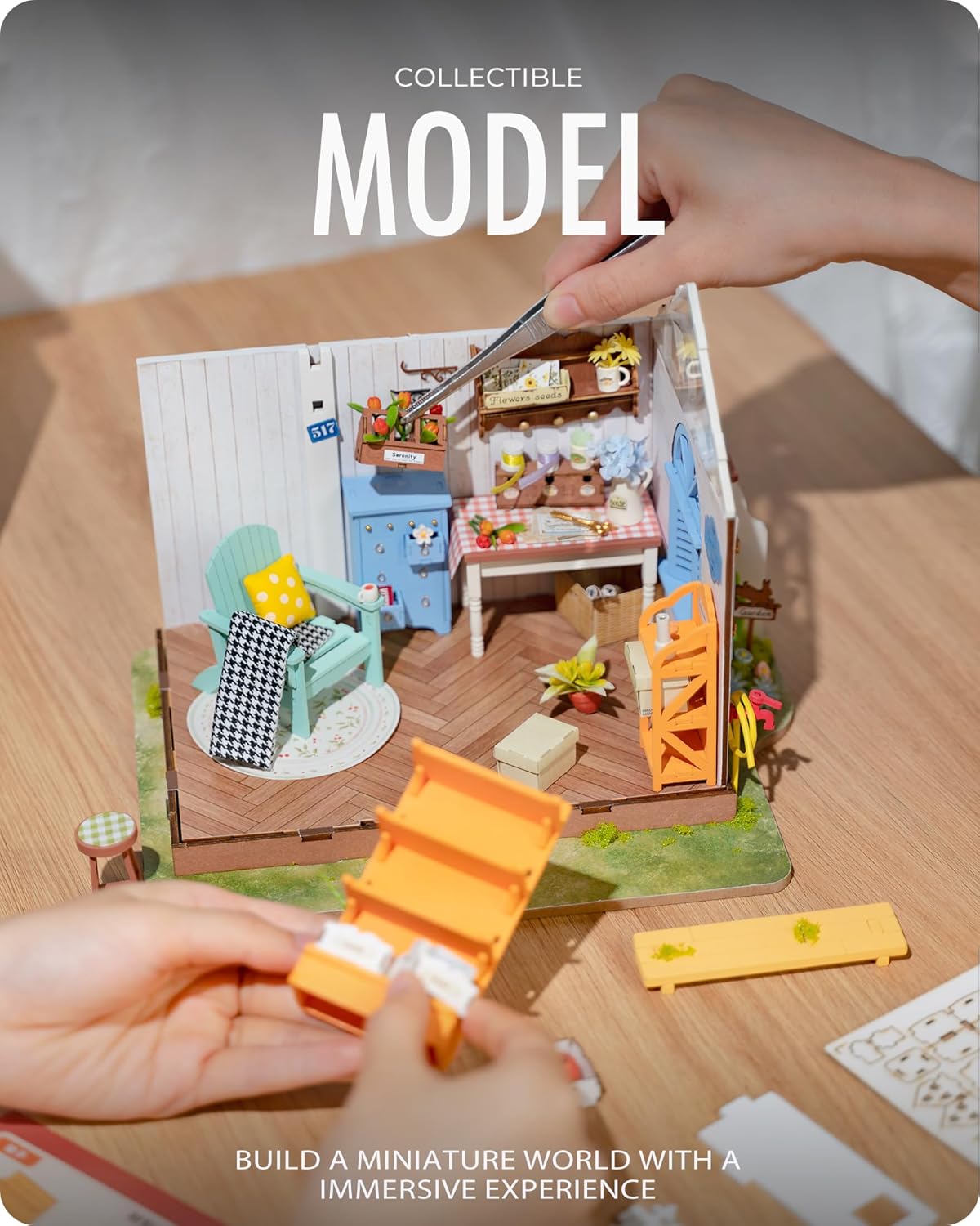 DIY Miniature House Kit Dreamy Garden House, Tiny House Kit for Adults to Build, Mini House Making Kit with Furnitures, Halloween/Christmas Decorations/Gifts for Friends (Dreamy Garden House)