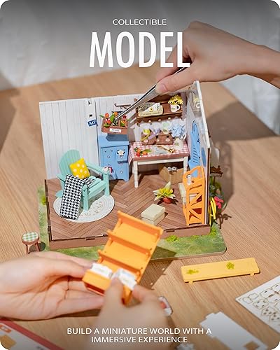 Miniatura 4 de Kit de casa en miniatura de bricolaje, casa de jardín de ensueño, kit de casa pequeña para adultos, kit de fabricación de mini casa con muebles,