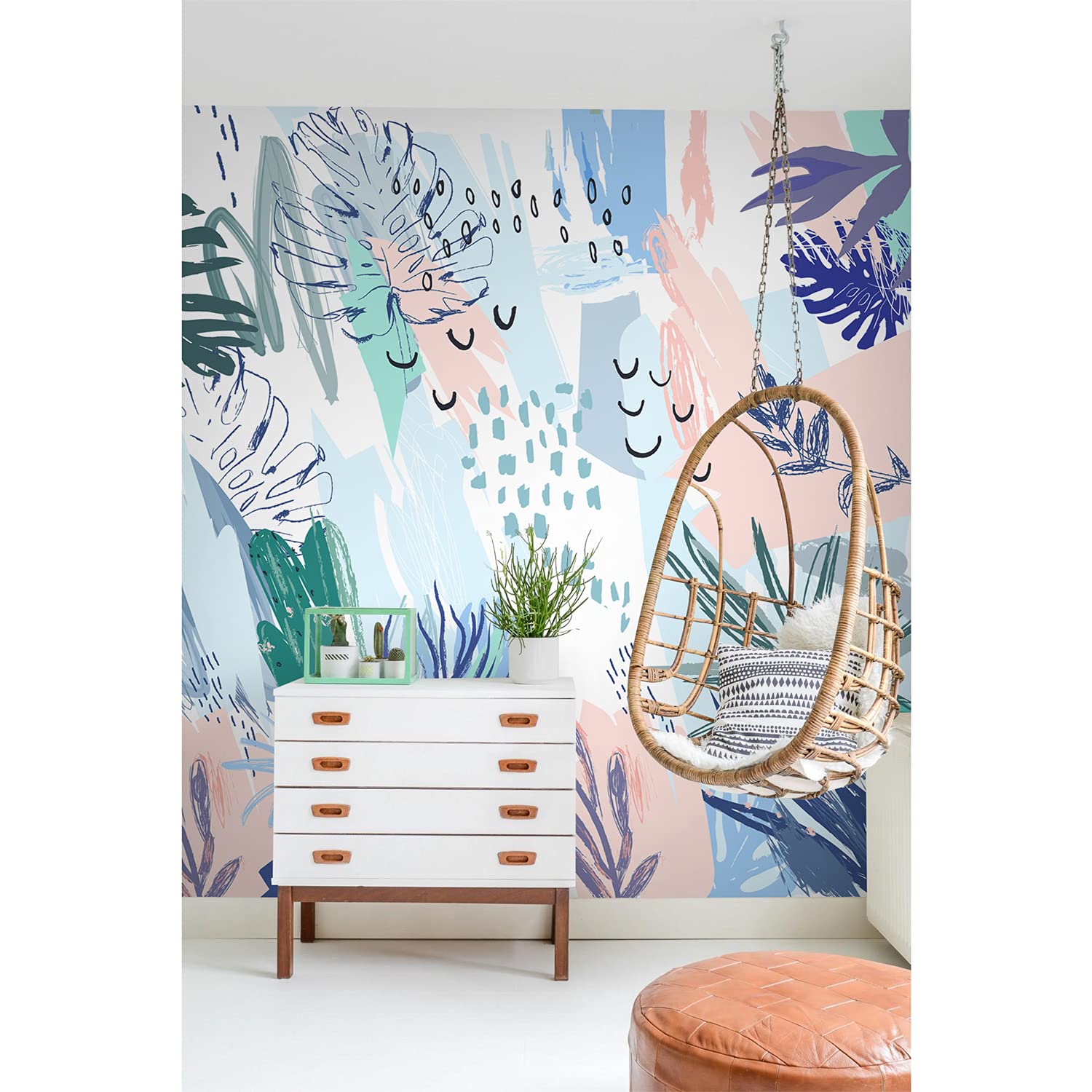 Papier peint lavable Coloray pasteltropique 312x219cm pour relooker un mur de salon facilement