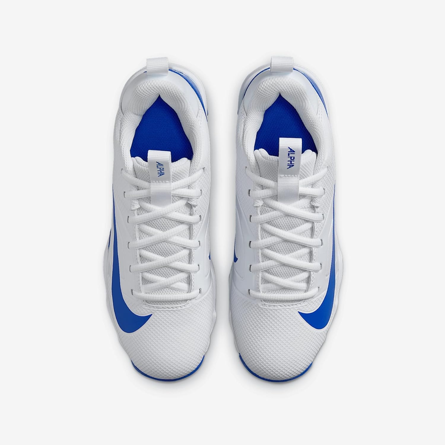 Nike Alpha Menace 4 Shark Big Kids' Football Cleats (FQ4012-103, White/Hyper Royal/Photon Dust/Hyper Royal) Size 5