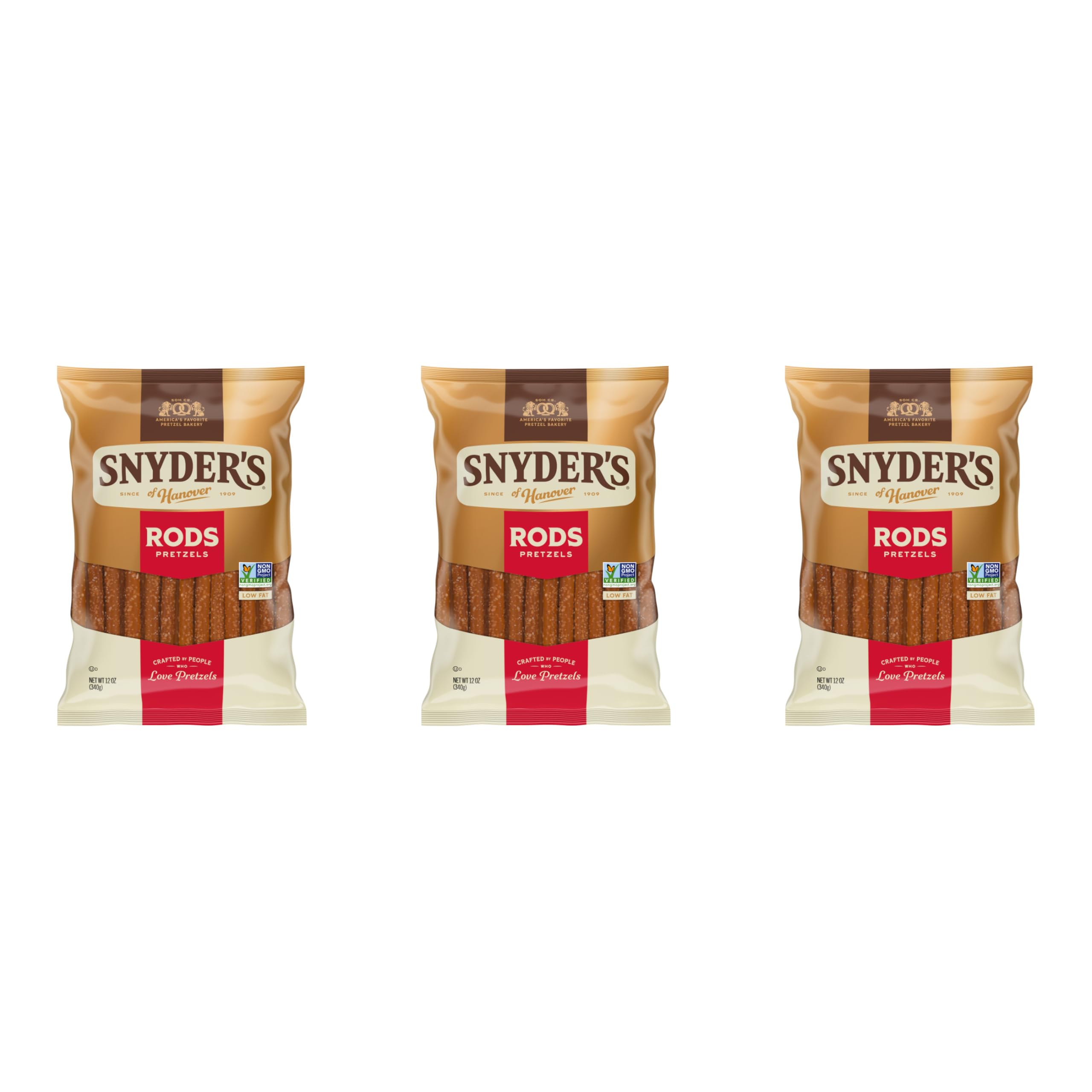 Snyder's of Hanover Pretzel Rods, 12 Oz Bag (Pack of 3)