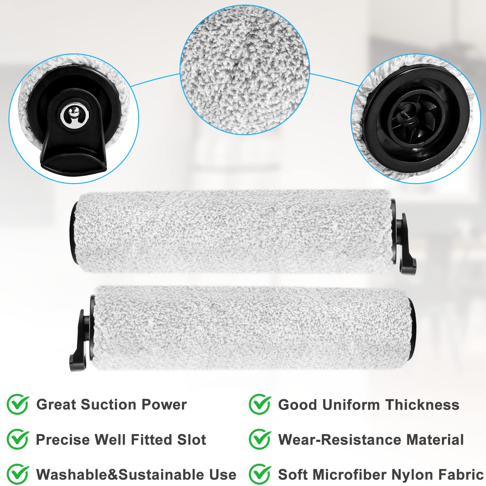 Piezas De Repuesto De Filtro Para Tineco IFloor 3/iFloor One S3 Accesorios Inalámbricos Para Aspiradora En Seco Y Húmedo, 2 Rodillos De Cepillo + 4 Filtros HEPA + 1 Cepillo Limpio Oso