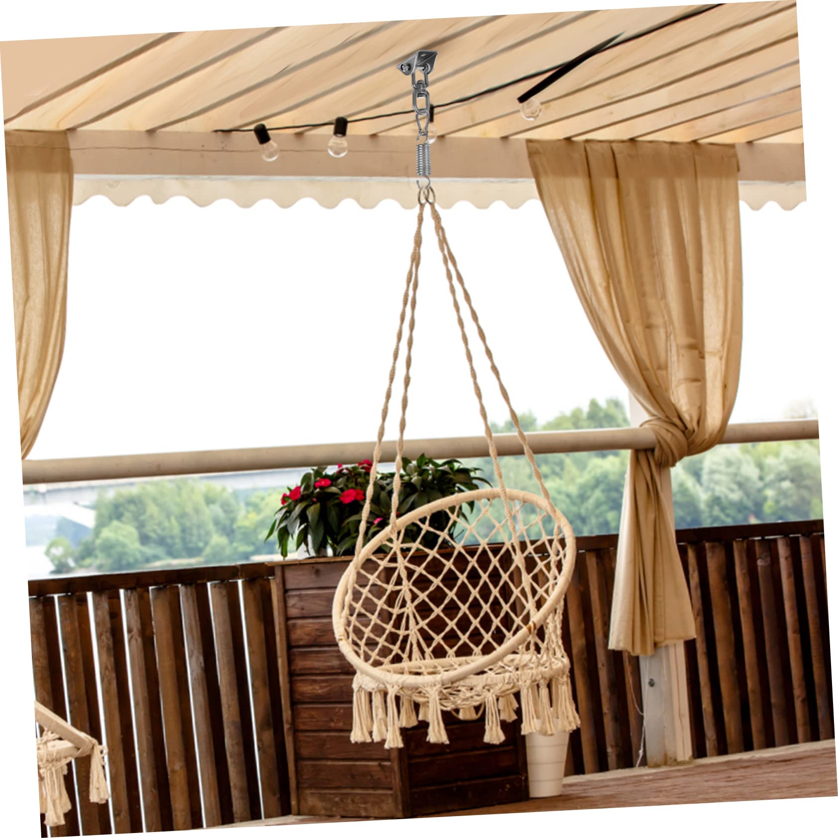 TOYANDONA 1 Juego Gancho De Columpio Silla Hamaca Ganchos para Colgar Hamacas Colgador De Columpio con Mosquetón De Yoga Columpios con Percha De Madera Acero Inoxidable 304
