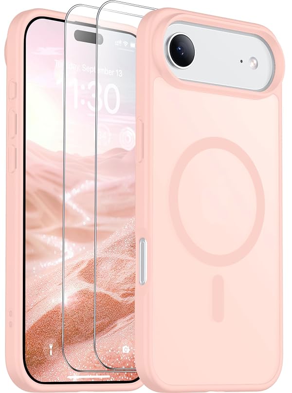 SPIDERCASE for iPhone Air Case, Magnetic Translucent Matte Case with 2PCS Tempered Glass Screen Protector Slim Phone Case for iPhone Air 6.5'', Pink by SPIDERCASE - Used condition - US$11.21