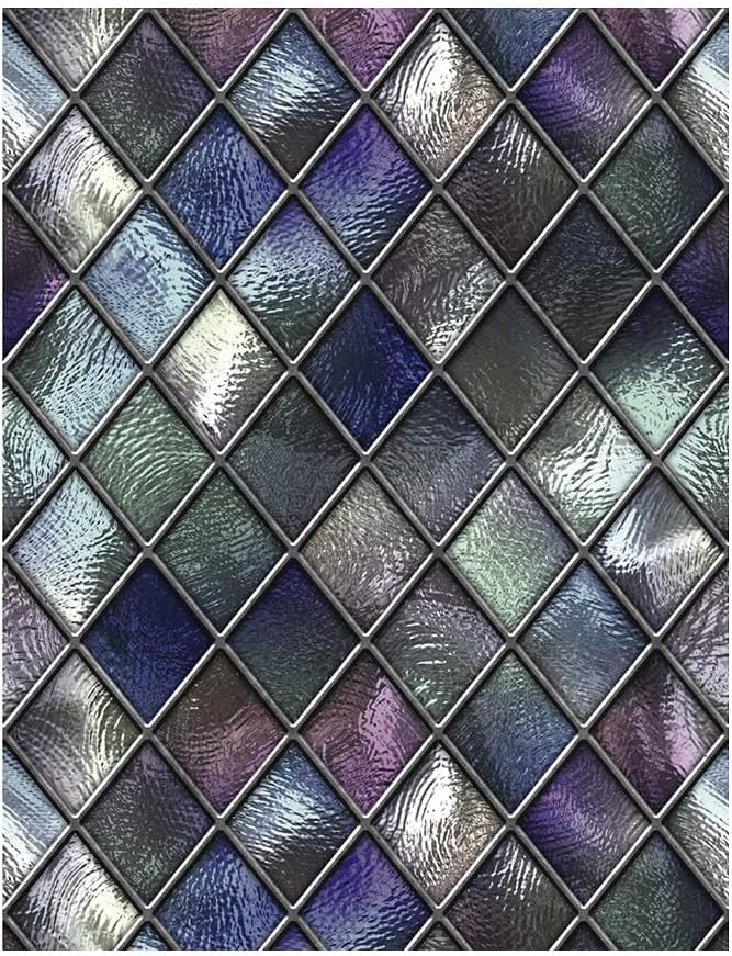 Homoyoyo Window Stained Glass Film Removable Window Sticker, 3D Stained Glass Privacy Film, Non-Adhesive UV Proof Static Clings with Peel and Stick, Assorted Color, 58X45CM