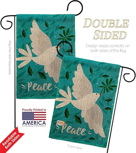 Miniatura 3 de Want Peace Burlap Burlap Garden Flags Pack Sweet Life Earth Support Environmental Protection USA Applique Small Decorative Gift Yard House Banner