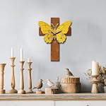 Cross Horloge murale en forme irrégulière Horloge murale décorative Papillon Horloge non-cliquet pour la décoration de bureau à la maison, 16.14×12.63 inch