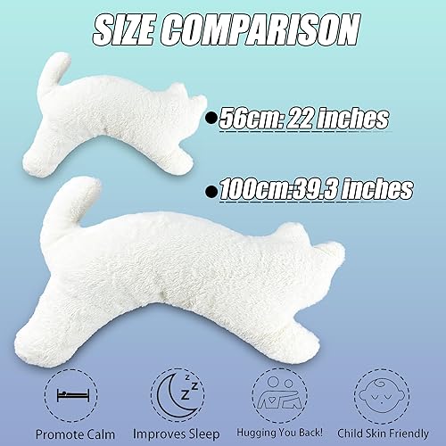 Miniatura 4 de Almohada larga de felpa corporal de gato, 22 pulgadas, almohadas suaves de animales de peluche, regalo para novia, lindos peluches para cama o sofá