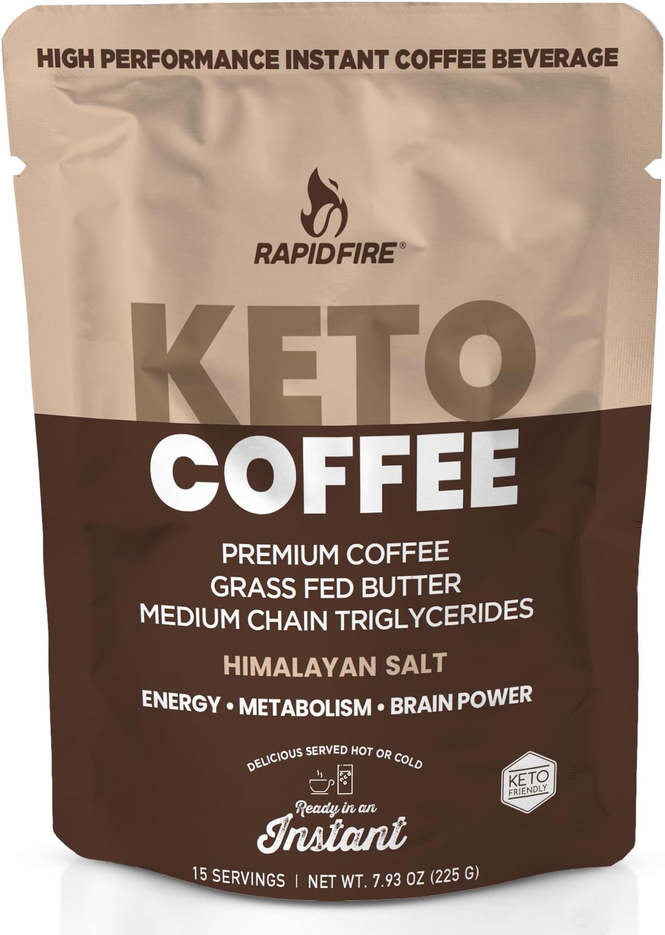 Rapid Fire Ketogenic Fair Trade Instant Keto Coffee Mix, Supports Energy, Metabolism