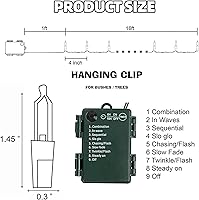 Vista 2 de TW SHINE - Luces de Navidad operadas con batería, paquete de 2, total 100 LED, 32 pies, luces de cadena operadas con batería con 8 modos, luces