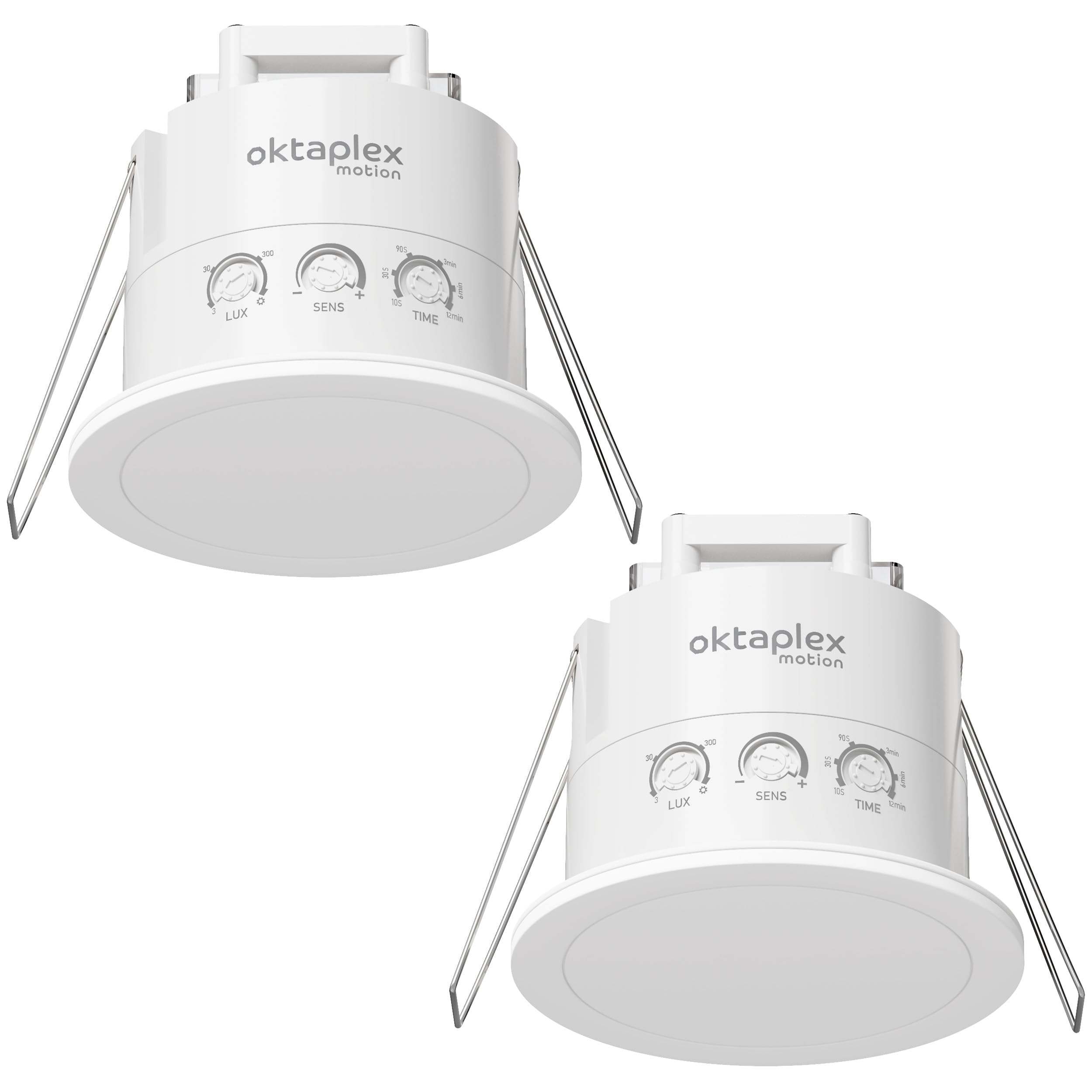 Oktaplex Noa Juego de 2 detectores de presencia para techo 24 GHz 360° IP65 Detector de movimiento radar 6 m Adecuado para baño Encastrado plano Blanco 230 V