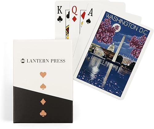 Lantern Press Washington, DC, escena nocturna (52 cartas de juego, baraja de cartas de tamaño póquer con comodines)