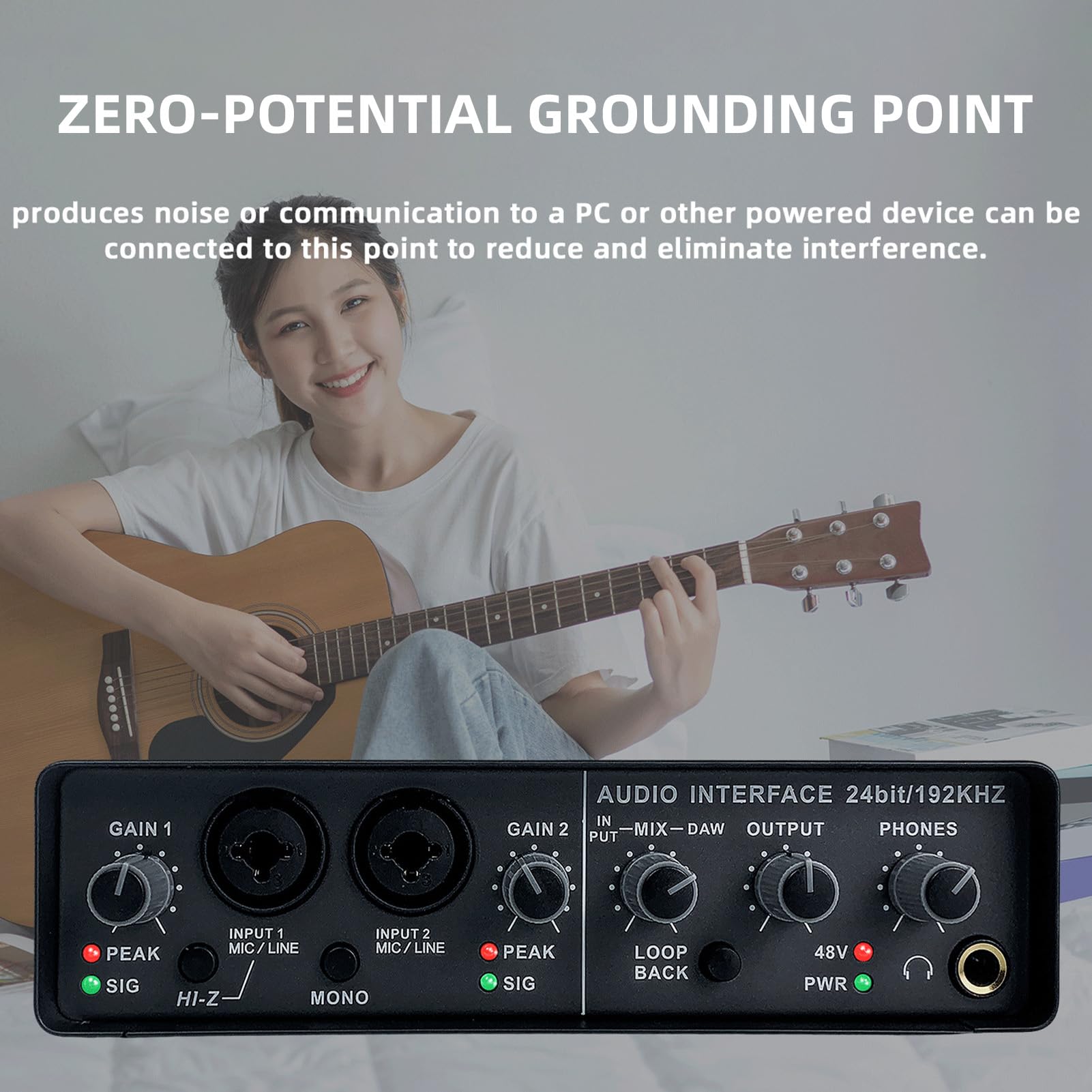 Interfaz de audio USB profesional para grabación con función de retorno y bucle Phantom 48V ideal para conciertos de música y estudios