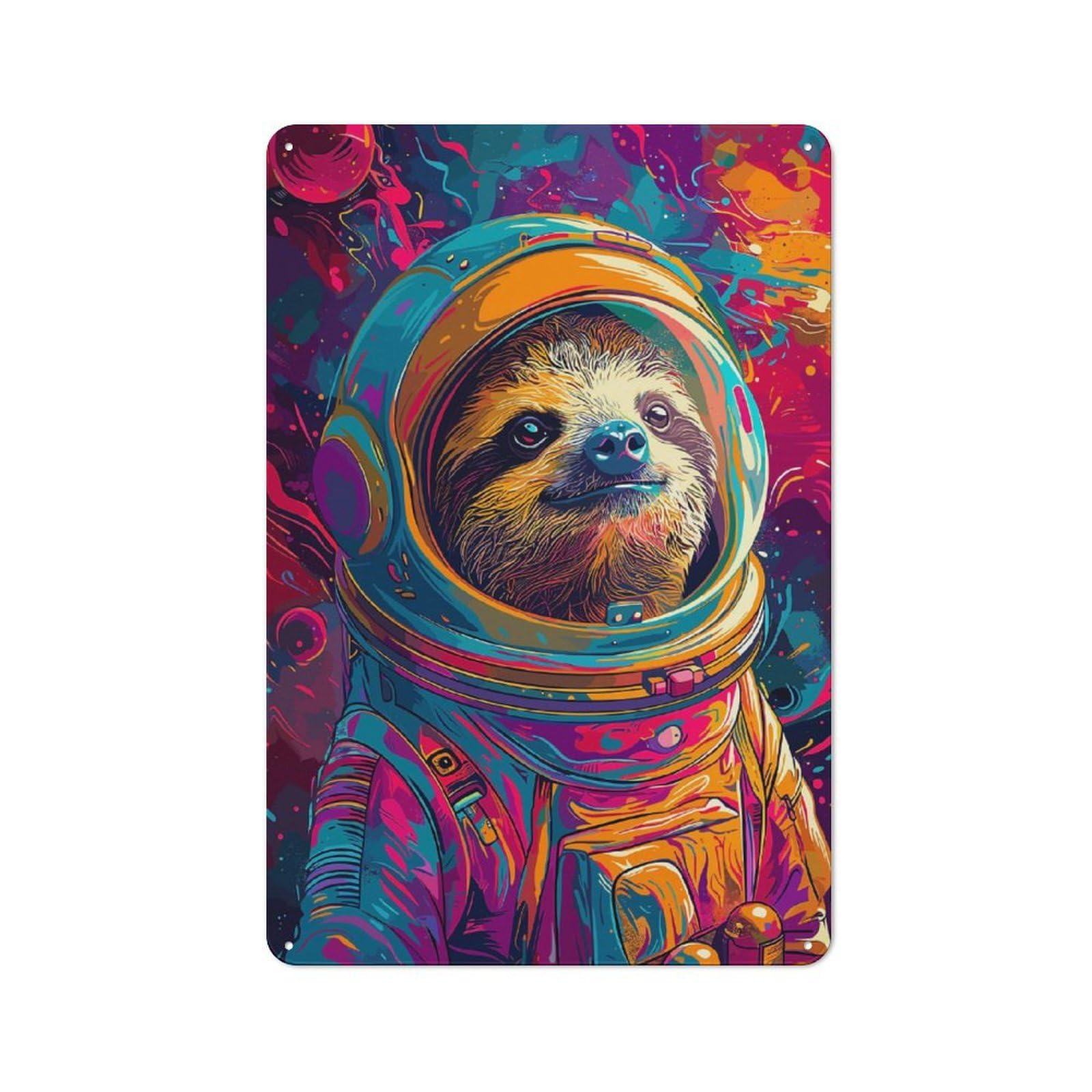 Junmoney Style-22 Sloth Astronaut Space Garden Room Metal Sign 30X20cm, Vintage Shed Wall Decor For Conservatory, Home Bar Or Utility Room