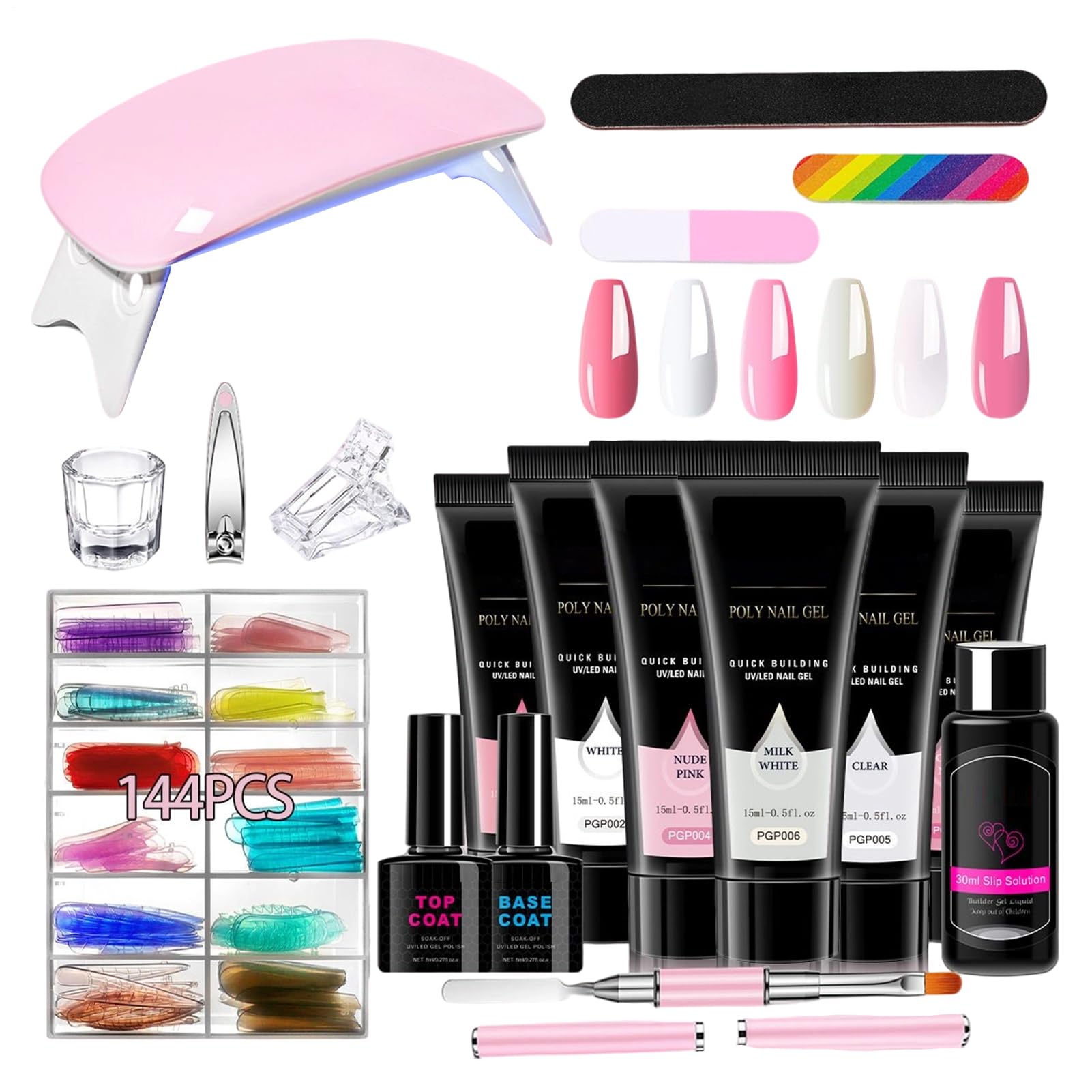 Kit De Uñas Con Gel Kit De Manicura 6 Colores Con Lámpara UV