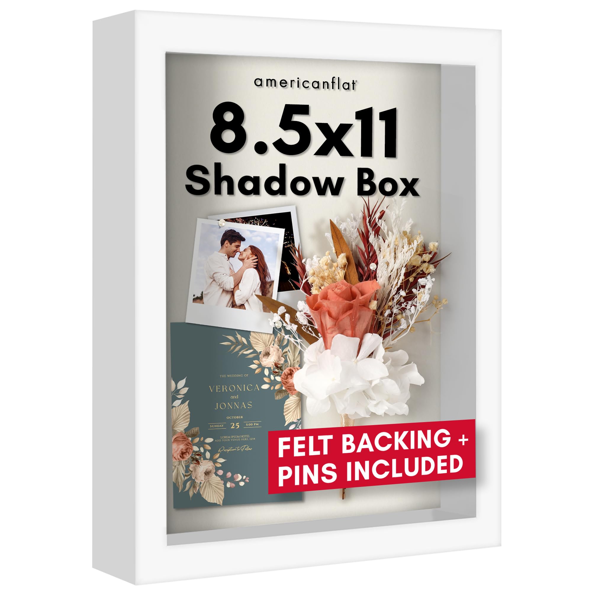Americanflat Ramka Shadow Box, biała, 8,5 x 11