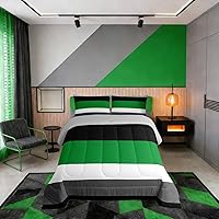 Vista 30 de Erosebridal - Juego de edredón con rayas rojas y negras tamaño Queen, juego de ropa de cama con diseño geométrico y estampado de patchwork en blanco