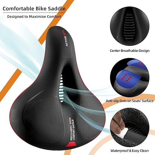 Miniatura 2 de ROCKBROS Asiento de bicicleta cómodo para bicicleta de montaña, accesorios para hombres y mujeres, cojín de asiento de bicicleta ancho suave con