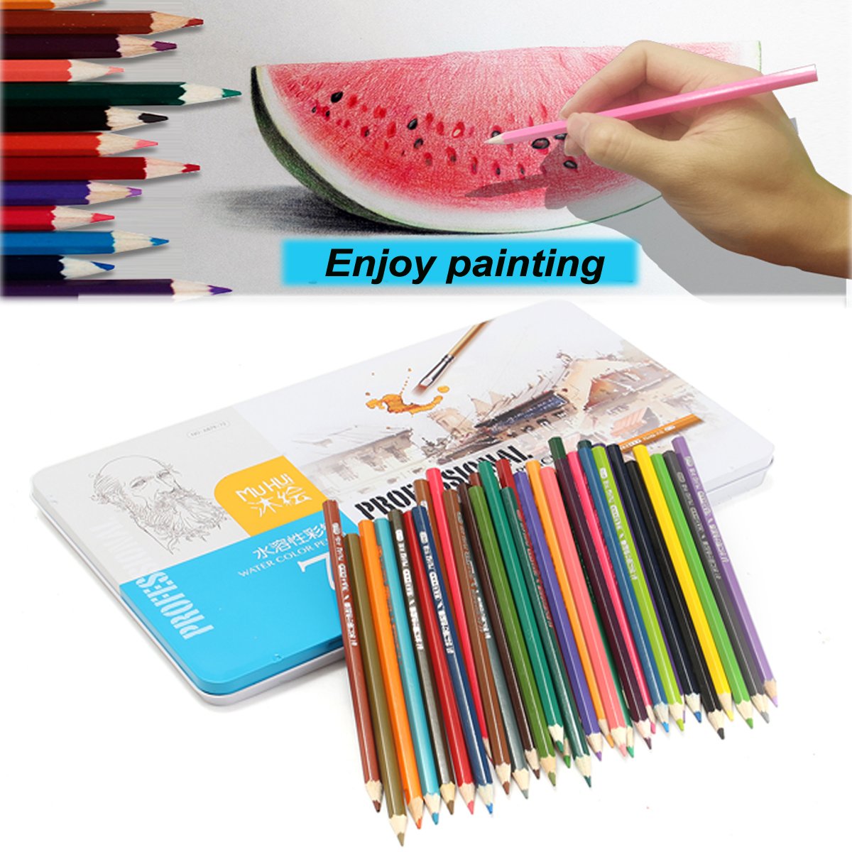 VIDOO 72 farbige Bleistifte Kunst Zeichnung weichen Kern Bleistifte Blei Wasser lösliche Farbe Stift Set