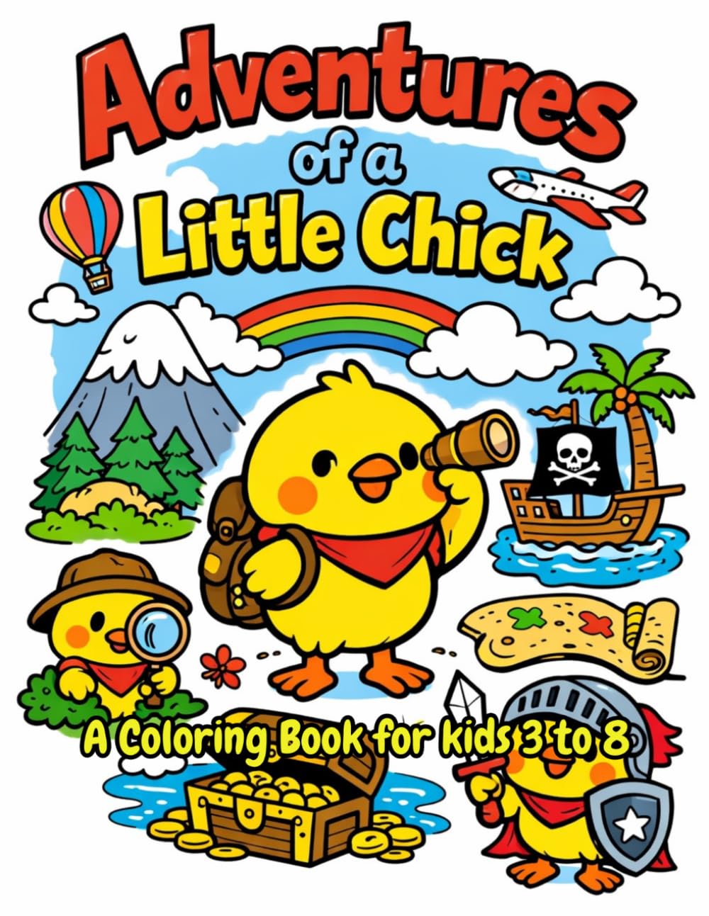 Adventures of Little Chick: A coloring Book for Kids 3 to 8