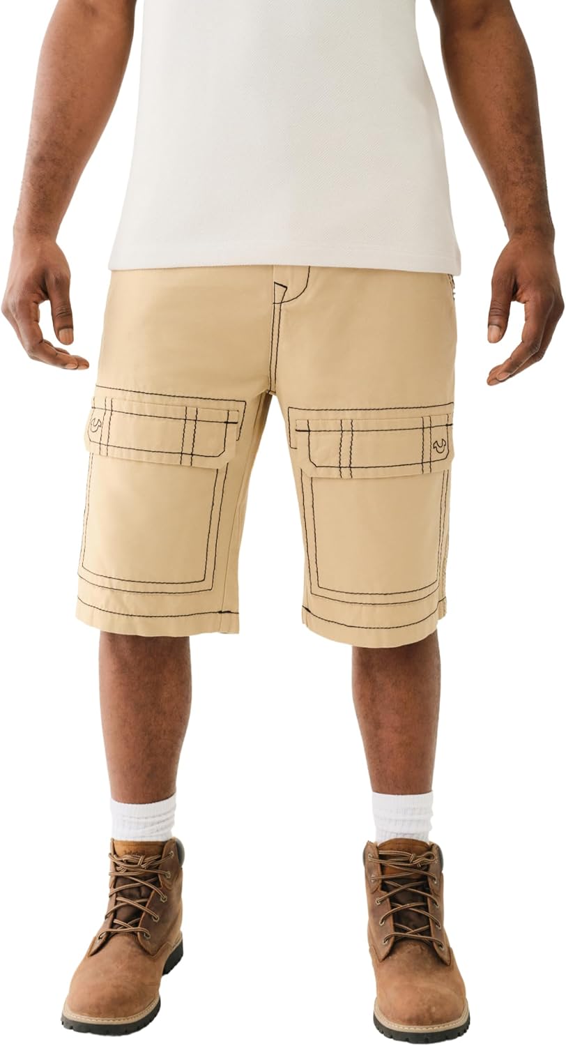 True Religion Men's Big T Vinny Cargo Short | Slim Fit with Flap Pockets