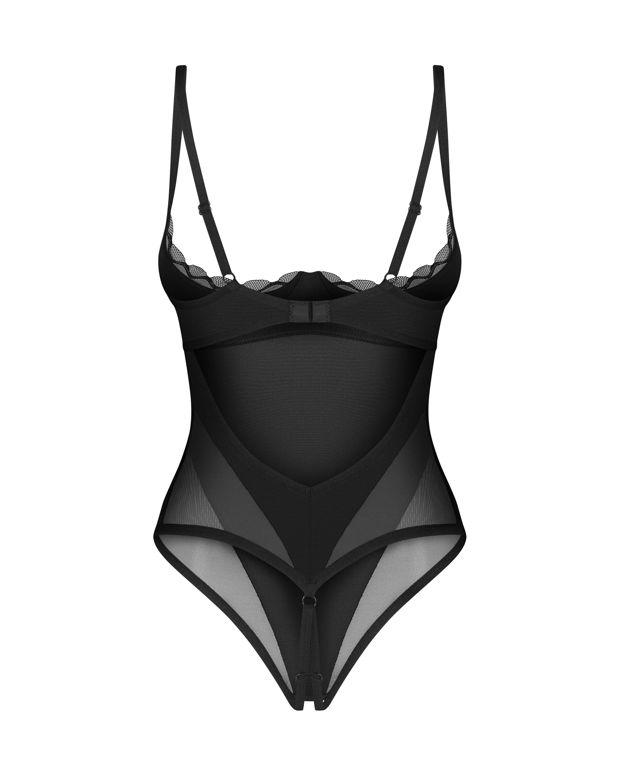 Selente Love & Fun verführerisches 2-teiliges Damen Dessous-Set aus Body/Ouvert-Body/Bodystocking & Satin-Augenbinde, made in EU