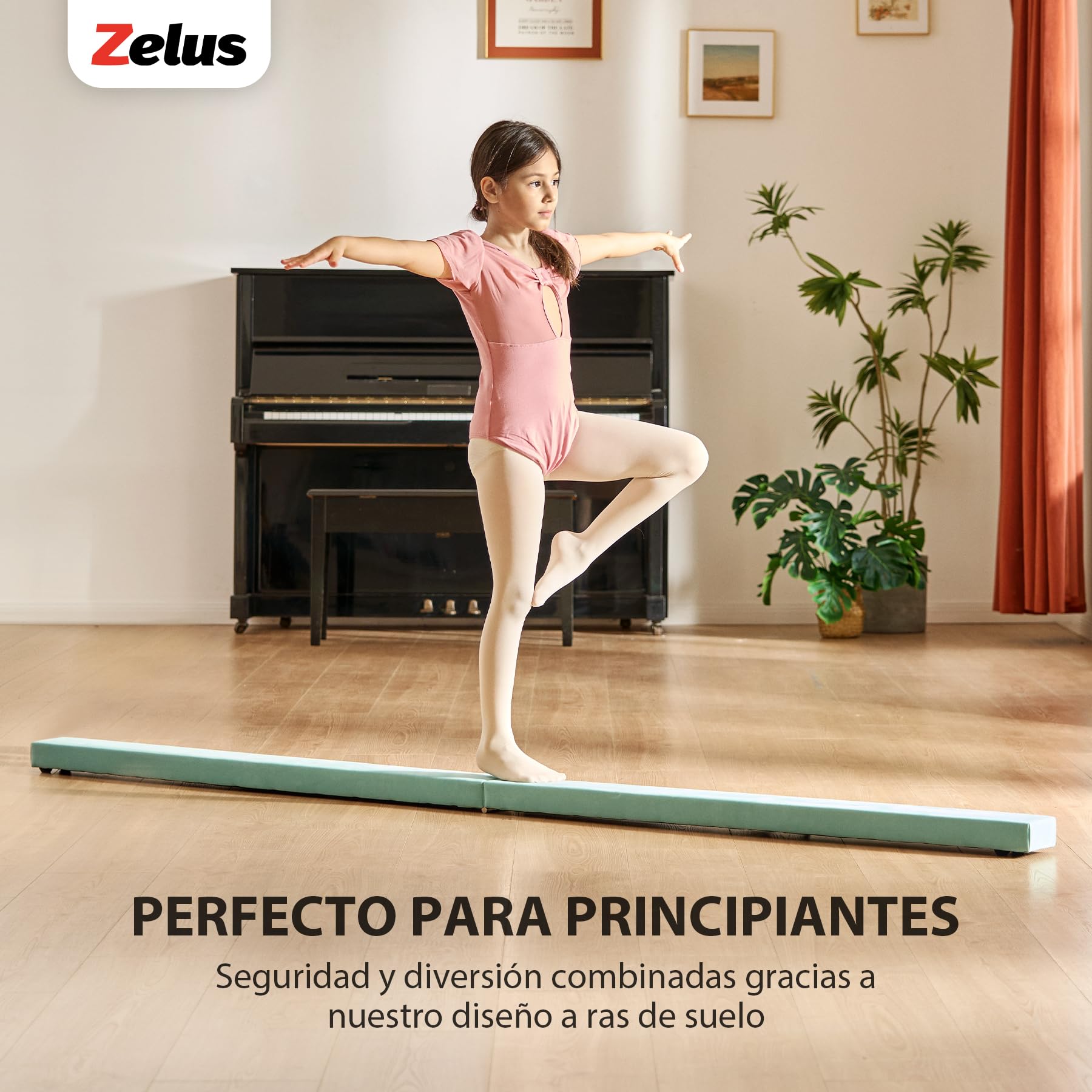 ZELUS Viga de Equilibrio de Gimnasia con Base Antideslizante Barra de Equilibrio