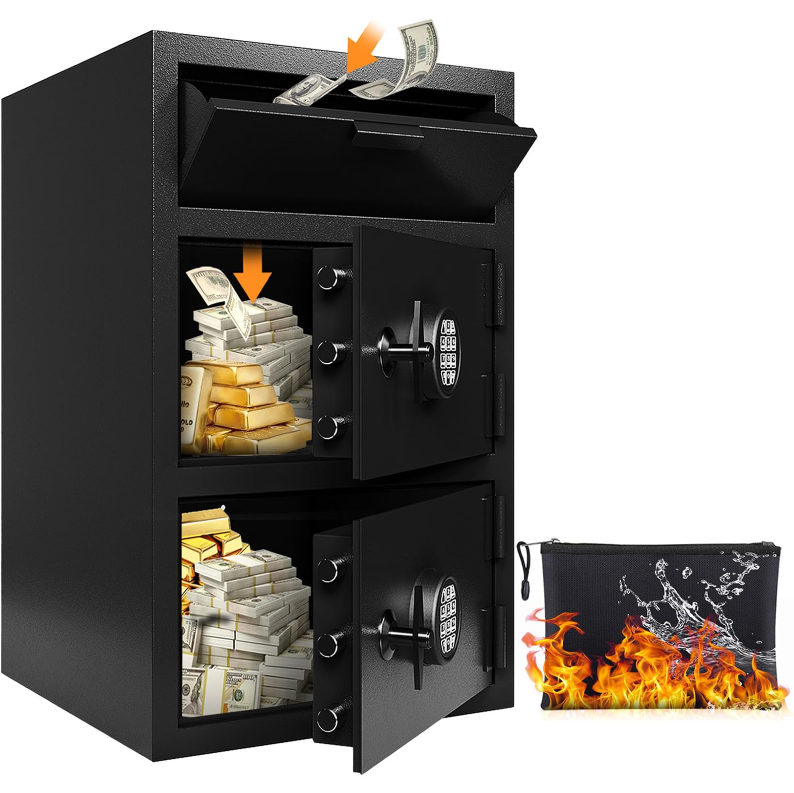9.5 Cu Ft Extra Large Double Door Fireproof Drop Safe for Business