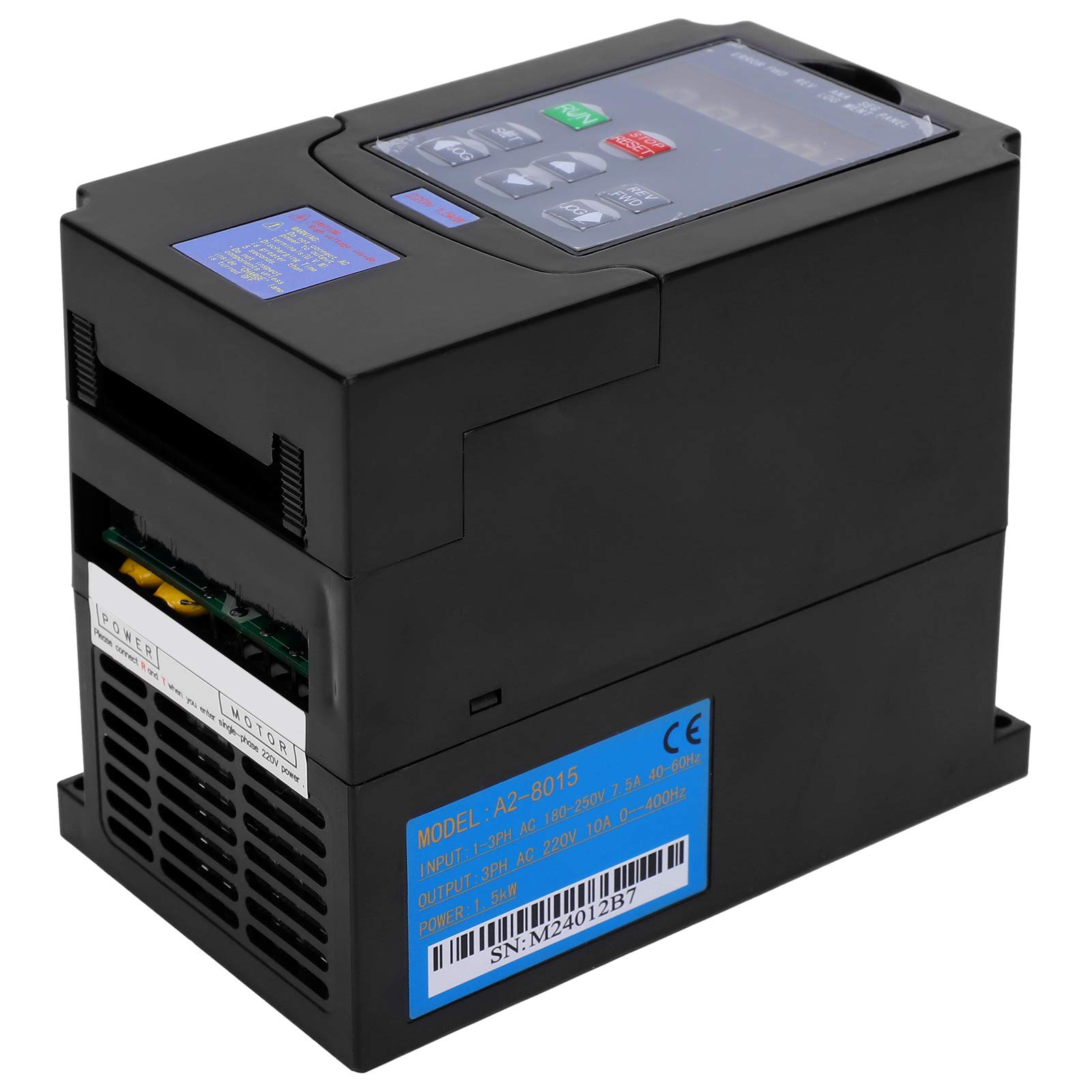 Inverseur de Fréquence Variable 1.5KW, Entrée 1Phase / 3 Phase AC180-250V Sortie Triphasée 220V, Inverseur A2-8015 VFD pour Le Contrôle de la Vitesse du Moteur de Broche