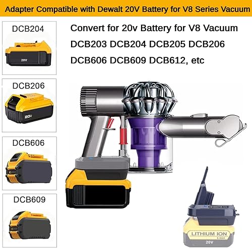 Miniatura 2 de V7 V8 Adaptador de batería compatible con batería Dewalt de 20 V convertida a repuesto para Dyson V7 V8 Batería SV10 SV11 Series Animal Absolute