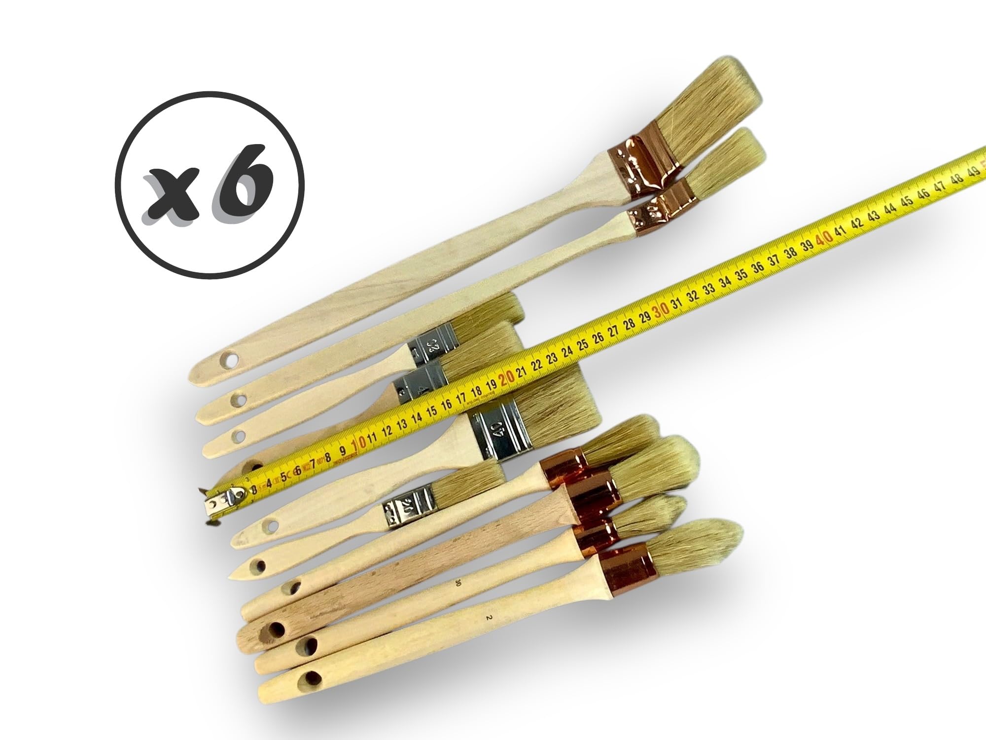 Lot de 60 Pinceaux de Peinture | Pinceaux Plats, Radiateurs, Pouce et Rechampir | 20/40 mm | Set Complet pour Travaux, Rénovation, Bricolage, Acrylique, Vernis et Enduits | PINC60