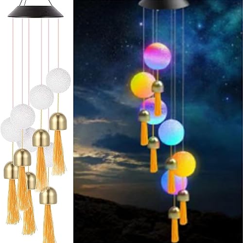 Campanillas de viento solares para exteriores para todas las mamás, descubre todo | Campanilla de viento solar que cambia de color, impermeable,