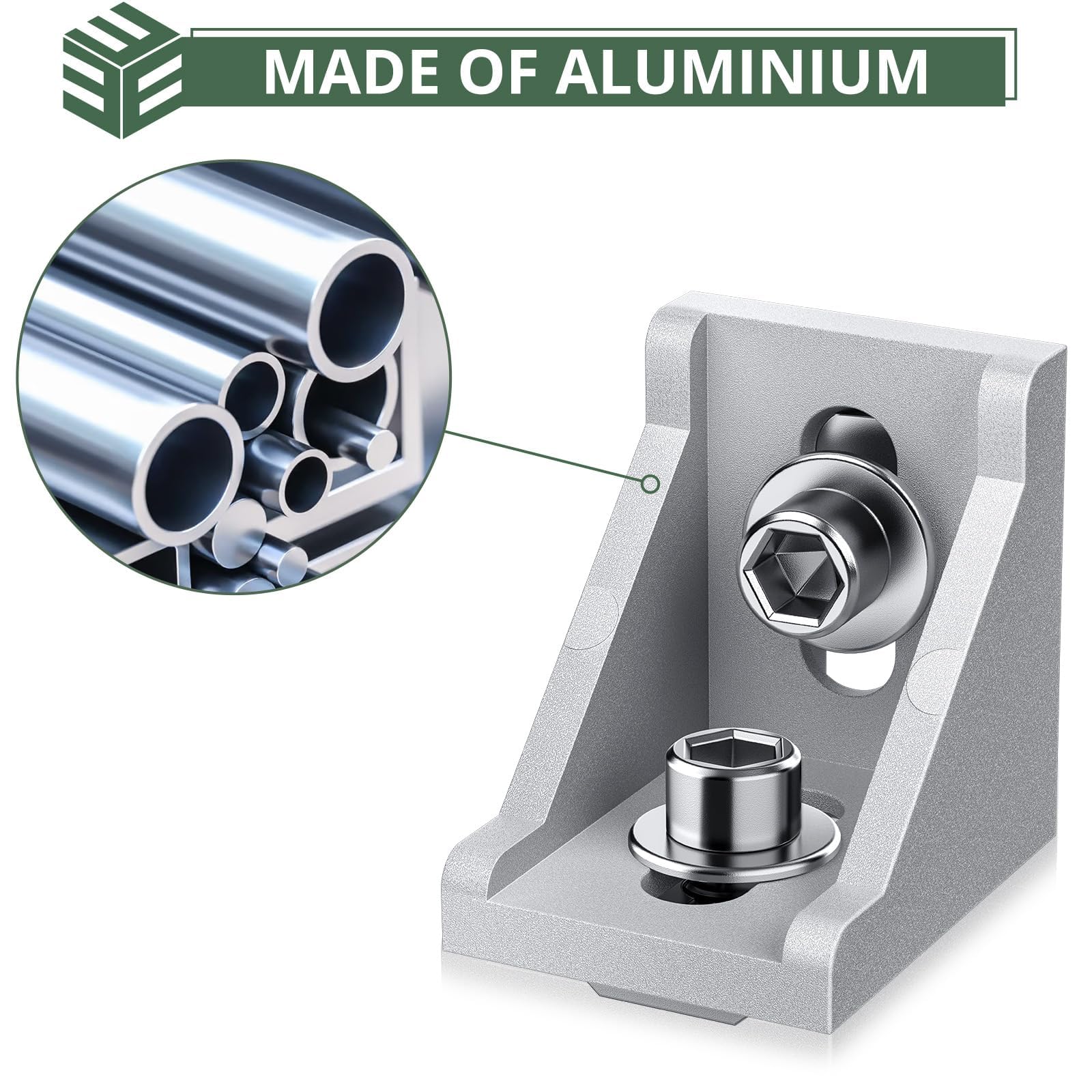 EYPINS 40 szt. 4040 aluminiowy wspornik narożny kątowy, 90 stopni, profil wytłaczany, wsporniki kątowe L ze śrubami sześciokątnymi M8 i nakrętkami T M8, do profili z gniazdami 8 mm