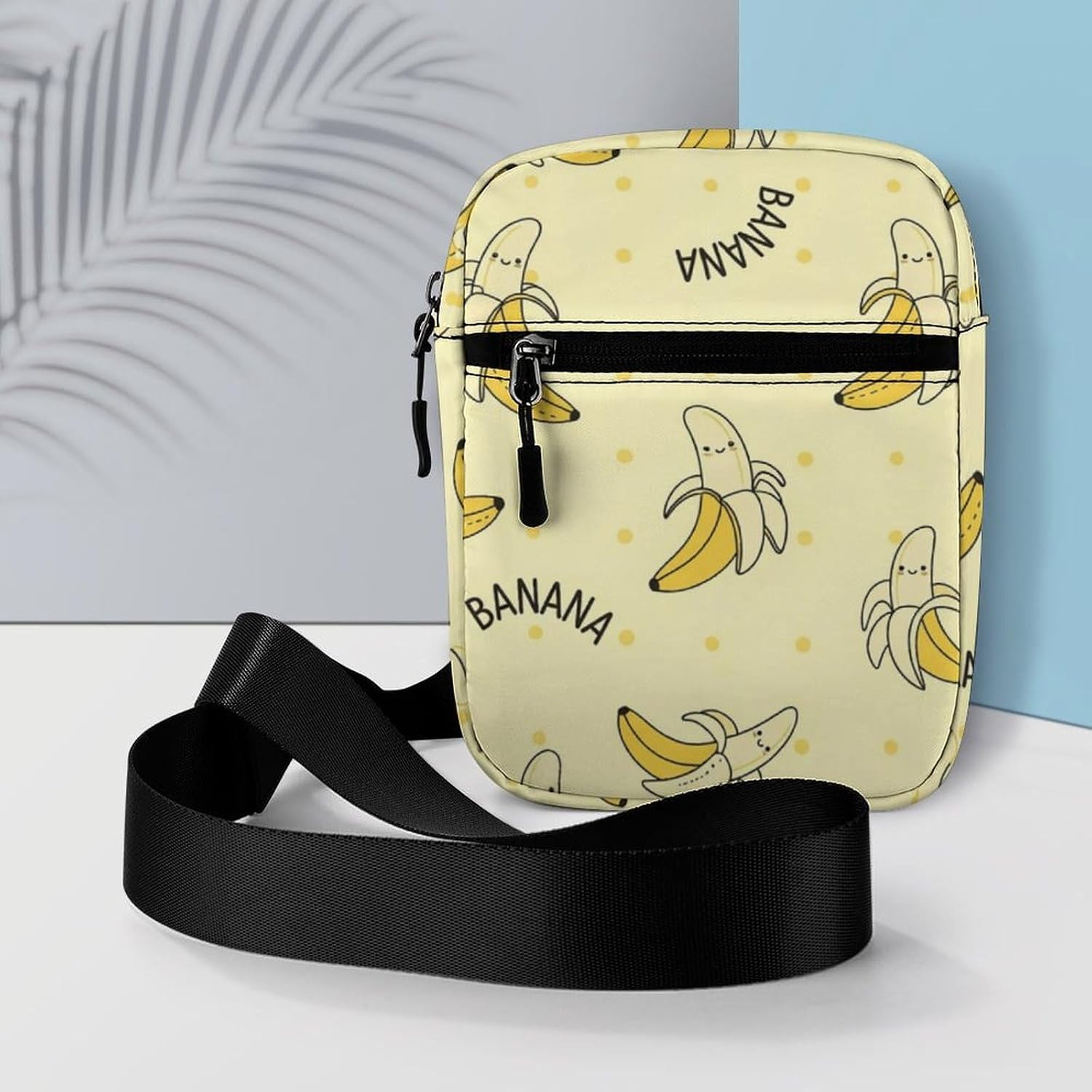 Banana Cute Yellow Small Crossbody Bag Sling Bag Shoulder Handbag For Women Men Mini Messenger Bags With Adjustable Straps
