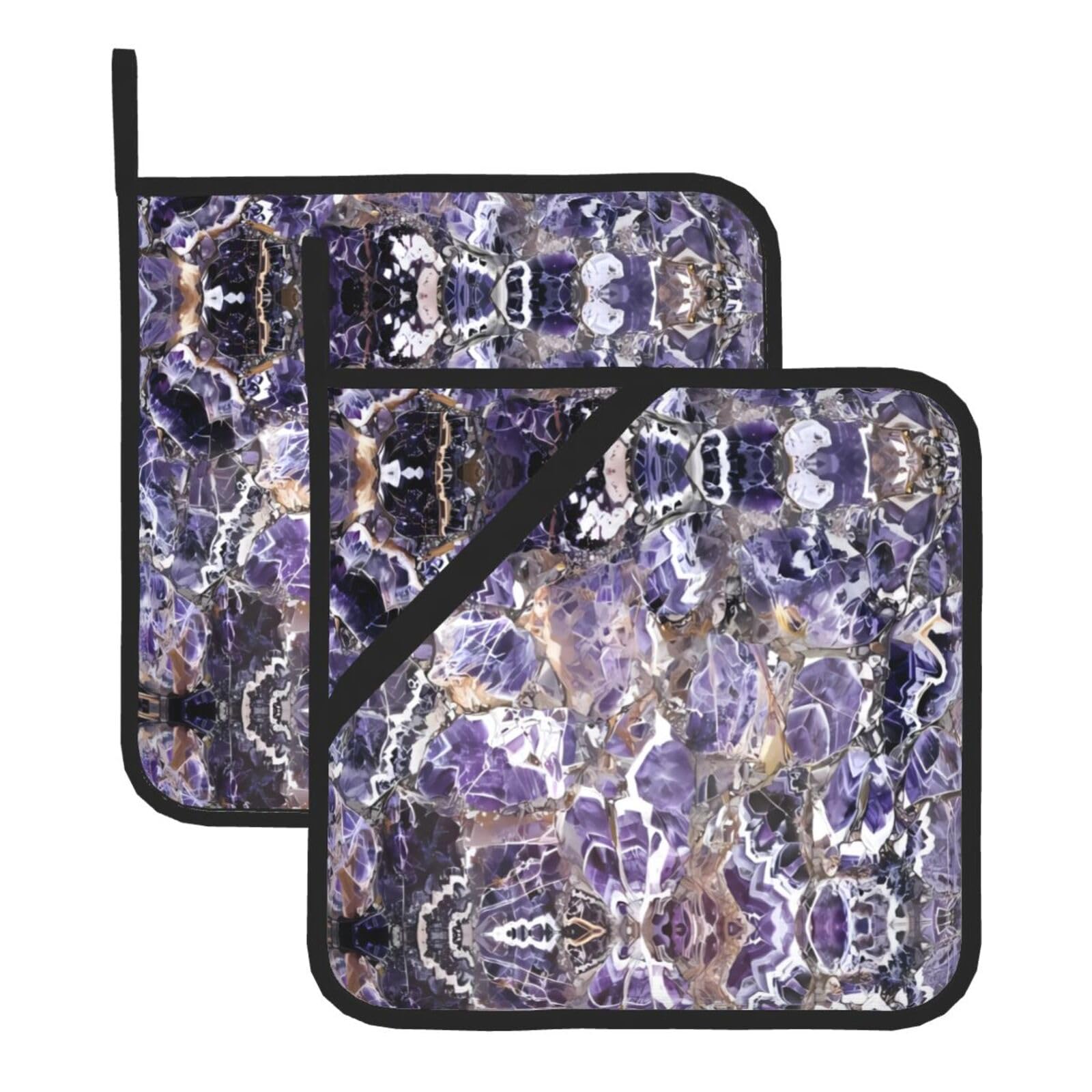 HJFCZH marble purple Prints Square Hot Pads for Kitchen Counter - Waterproof Pot Holders, Durable Heat Resistant Throw Layers for Serving, Oven & BBQ - 2 Pack