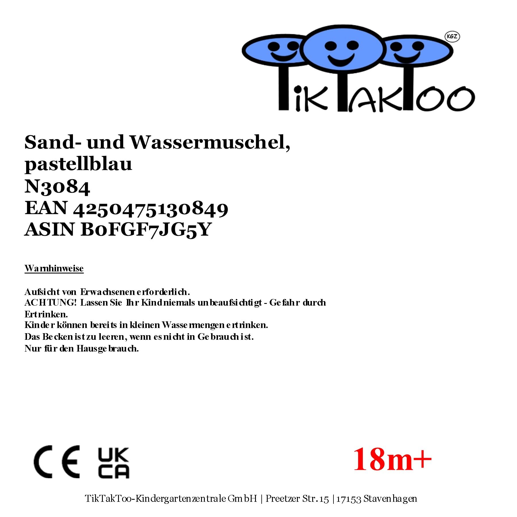 TikTakToo Sand & und Wassermuschel I Sandkasten ohne Abdeckung (1-teilig) (Pastell blau Sterne)