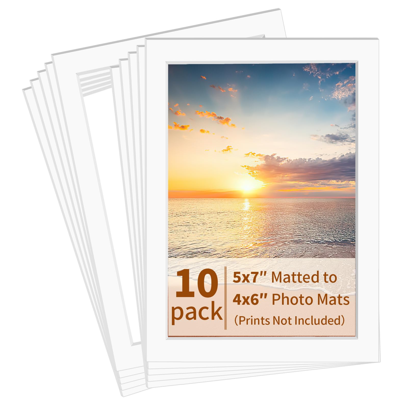 Photo 1 of yeestone 10 Pack Picture Frame Mats, 5x7 Matted to 4x6 Photo Mats, Acid Free Picture Matting for Pictures Photos Watercolor Artwork (White)