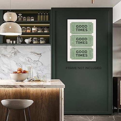Miniatura 2 de Póster en lienzo con texto en inglés "Good Times" para baño, color verde, retro, para baño, lienzo y carrito de bar, con cita divertida, impresiones