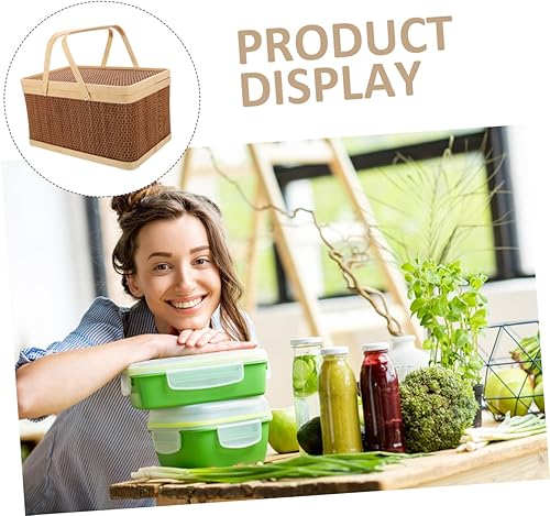 Miniatura 2 de Cabilock Cesta de picnic al aire libre cesta de almacenamiento cesta de frutas estantería de plantas paletas de madera cesta de flores cesta